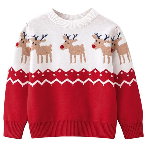 Jultröja Barnkläder Långärmad Tröja Stickad Tröja Koftor Juldräkt Snöoverall Spädbarn Baby Vårhjort Toppar för Vinter