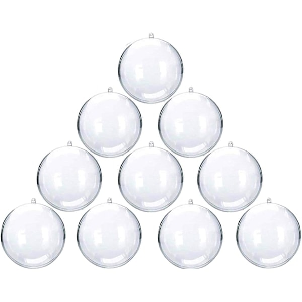 10 Pcs Clear Plastic Fillable Decorations Christmas Tree Balls DIY Crafts Balls Suitable for Christmas Eve Halloween New Year