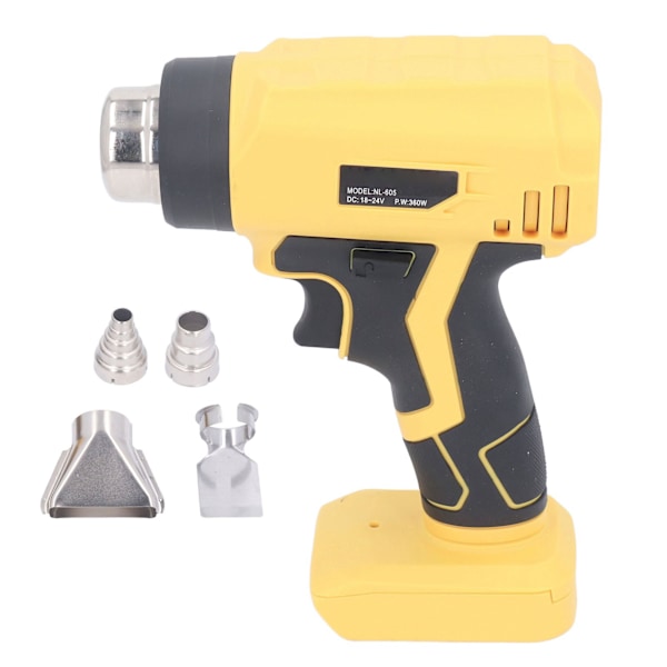 Heat Gun 360W Cordless Hot Air Gun 400℃ Quick Heating Tool with 4pcs Nozzle for 18V DCB204