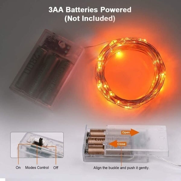 20 LED-lysstrenger Batteridrevet Mini LED-feelysslynger 2M Innendørs Utendørs Dekorasjonslys for Jul Bryllup Fest Soverom Hjem Hage