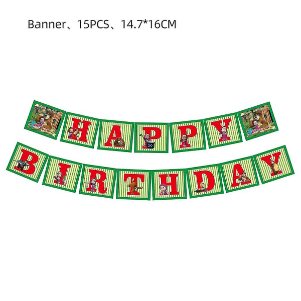 Masha og bjørnen temafest dekorasjoner dekorasjoner med ballonger banner kake dekorasjon hengende virvler sett kit