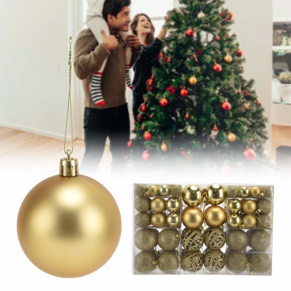 100pcs Christmas Tree Baubles, Shatterproof Hanging Baubles for Christmas Tree Party Decoration, Gold