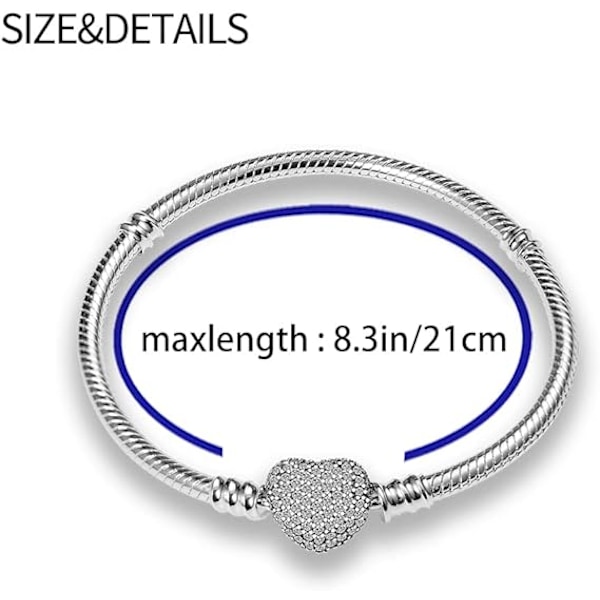 REMAKE Pandora Charms Armbånd til Kvinder med 925 Sølv Hjerte Lås, Smykker til Kvinder, Julegave, Fødselsdagsgave, Mors Dag