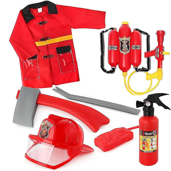 Fireman Uniform for Kids Sam Fireman Role Play Work Wear Costume Kids Performance Party Costume