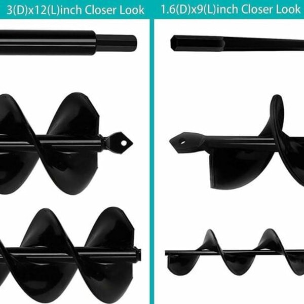 Borr 8cm x 30cm och 4cm x 22cm Intensiv Spiral Solid Shank Tung Borr för Plantering av Lökar Borr för 3/8 Hex