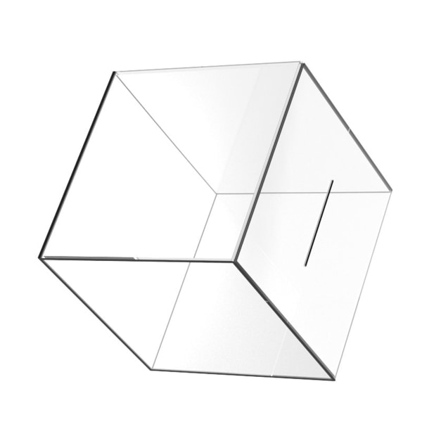 REMAKE 12cm Spargris Akryl Transparent Dammsäker Kub Penglådor Förvaring Pengar Spargris