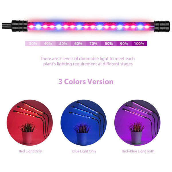2/4 LED Kasvilamppu USB Phytolamppu Täyspektrinen Kasveille 4 Pää USB-Portti
