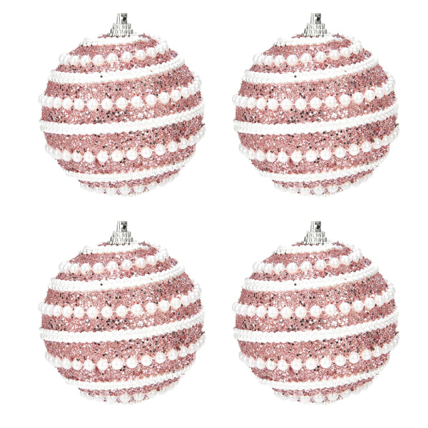 4-pack glitter julgransdekoration, 8 mm paljettkulor för