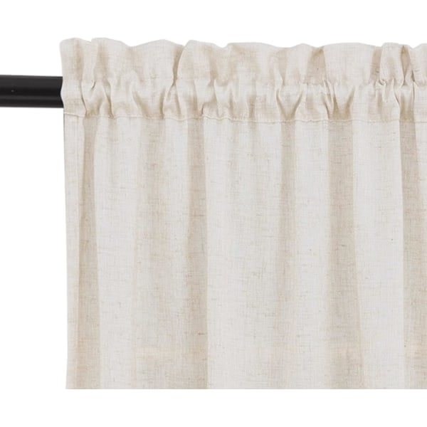 Beige Linen Keittiöverhot - Maalaistalon Kahvilaverhot (2 Paneelia)