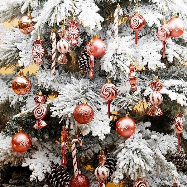 Julekuler for hengende dekorasjoner, til juletreet, innendørs, hjem, Thanksgiving-fest, høytidsdekorasjon