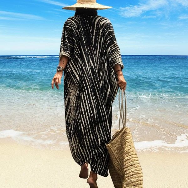 Tie Dye Strand Kimono Cardigan, Lång Badkläder Bikini Strand Cover Up, Öppen Framtill, Avslappnad Lös Flytande