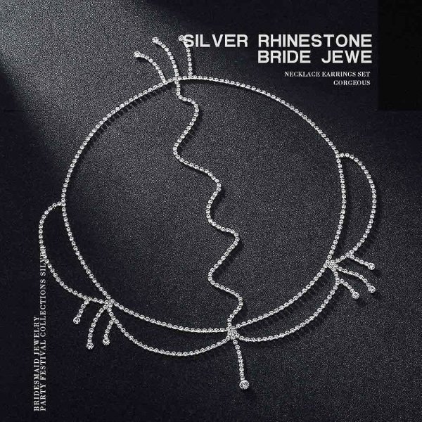 Krystallhode-kjede Sølv Brud Rhinestone Kvast Hårkjede Bryllup Hodeplagg sølv