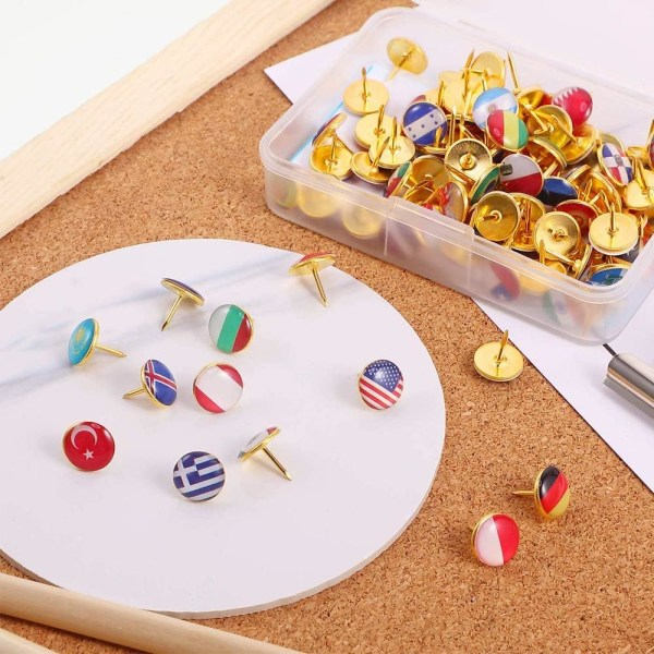 REMAKE 100 stk kreative push pins, kortnåle, flag push pins, push pins, bruges til at fastgøre papir til korktavle