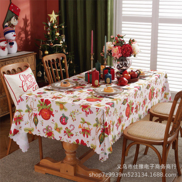 Tredimensjonal Rutete Juleduks, Nyttårsferie Stuedekorasjon Polyester Dekkduks, Safflower, 150 * 180CM
