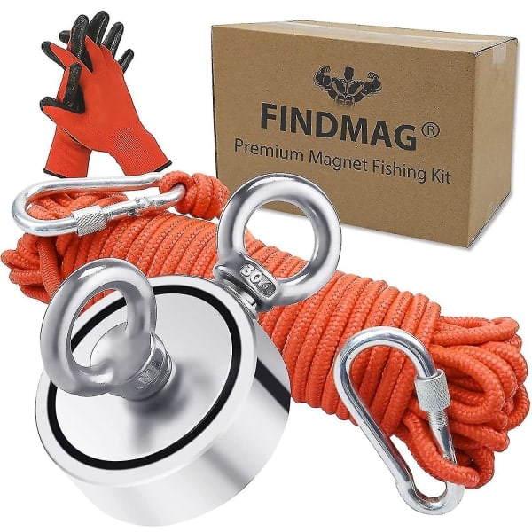 Aespa Magnetisk Fiskeutstyr, 300kg Sterk Trekkraft Fiskemagnet, Neodym Rund Magnet Fiske med Dobbeltsider, for Gjenvinning i R