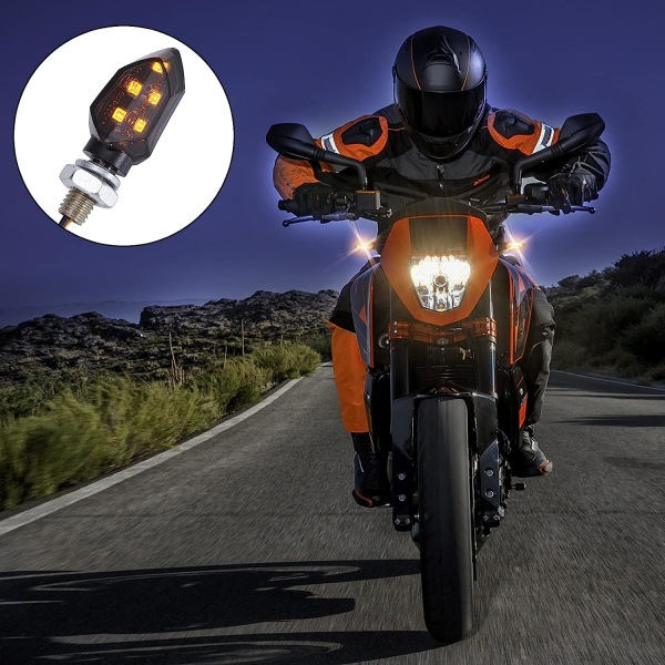 4 Pak Motorcykel Mini LED Blinklys Vandtætte Godkendte For- og Bagindikatorer Universelle 12V Kompatibel med Harley Kawasaki Yamaha