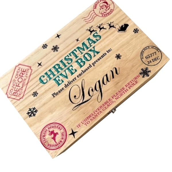 Julafton Box, Julgåva, Trälåda med Snöflingor och Rådjur, Julafton, Tomtegåva Box för Julfest