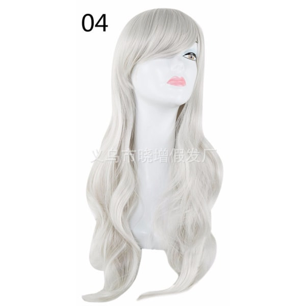 REMAKE Lång Lockigt Hårändar Kostym Cosplay Peruk 70CM Långt Vågig Hårset Peruk Cos Anime Peruk (Silvergrå)