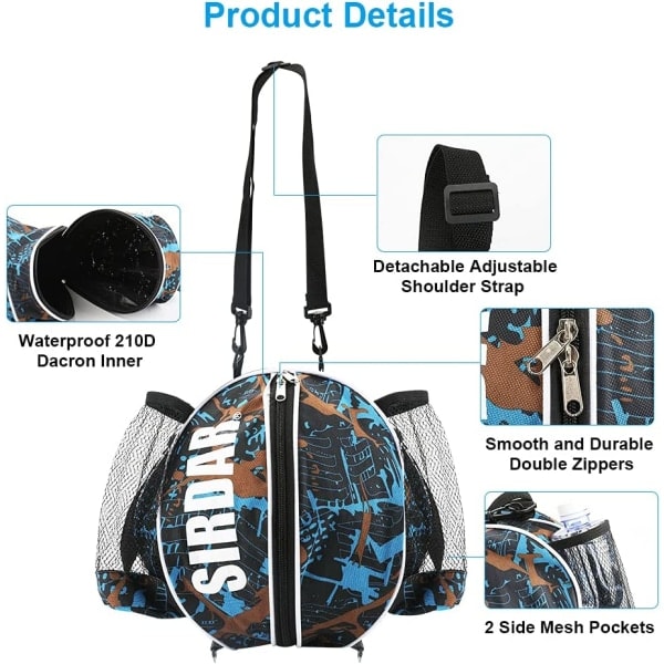 Basketballbag med justerbar skulderstropp