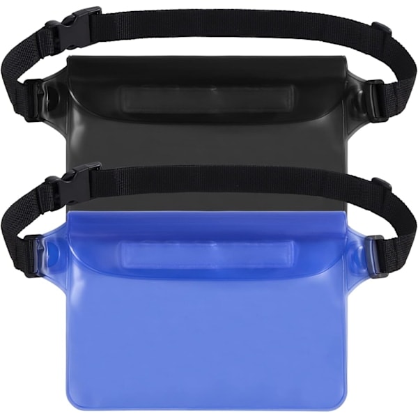 Vandafvisende Pose med Justerbar Talje Rem 2-Pak Skærm Berøringsfølsom PVC Talje Taske til Strand, Svømning, Sejlads, Fiskeri