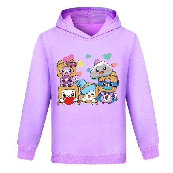 Boys Girls Pullover 3D Printed LANKYBOX Sweater Hoodie Lila purple 140 cm