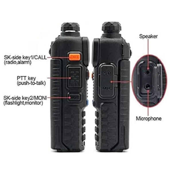 UV-5R Tvåvägsradio Dubbelband 144-148/420-450Mhz Walkie Talkie 1800mAh Li-ion Batteri (Svart)