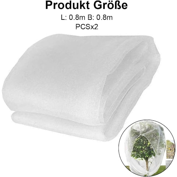 Frugttræ Net, 2 Pak Insektsnet, Plantebeskyttelsesnet, Skadedyrsnet, til Grøntsager, Blomster, Frugt, 0,8 x 0,8