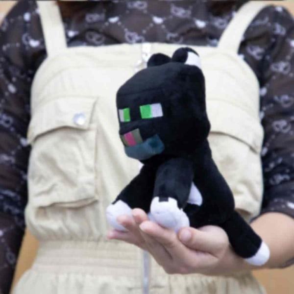 Plushkatt, Plyschleksaker, 7,3 tum/18,5 cm Svart Kattleksak i Plysch, Plysch för Julgåva, Nyårsgåva, Födelsedagspresent (A)