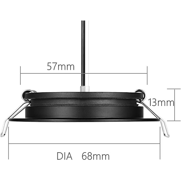 REMAKE Indbygget Spotlight DC 12V LED Ekstra Flad Sort Dæmpbar Hul 57-65mm 2.5W 3000K 215LM Vandtæt IP64 Indbygget Loftbelysning til Campingvogn Båd