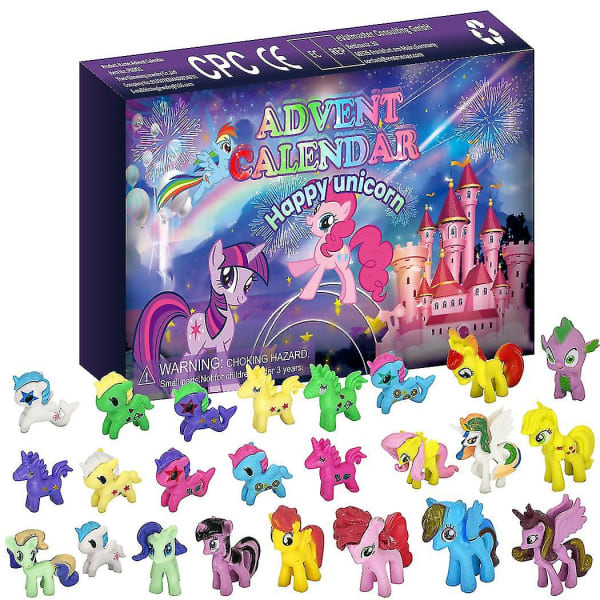 REMAKE 24-dagars Unicorn Adventskalender 2024 Jul Leksaker Överraskning för Småbarn Barn Jul Nedräkningspresent för Barn Nyårsöverraskning