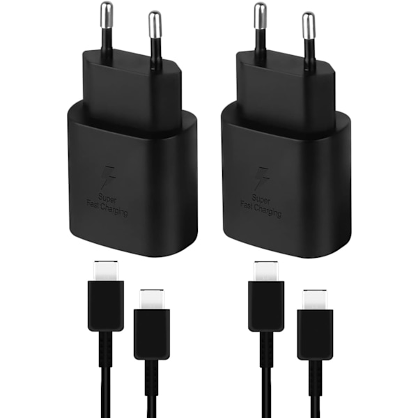 (2 stk) Sony Hurtiglader, Type-C, Svart, med 1m CC-kabel