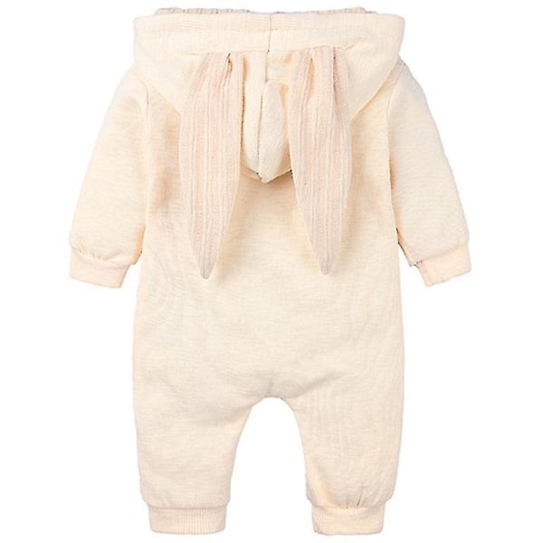 Baby Romper Kaninører Hette Jumpsuit Glidelås En-delt Pyjamas Gul 12-18 Måneder