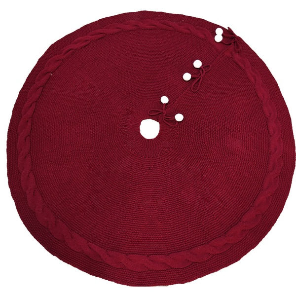 Julgransmatta i stickad design - 122 cm - Röd, Julgransdekoration