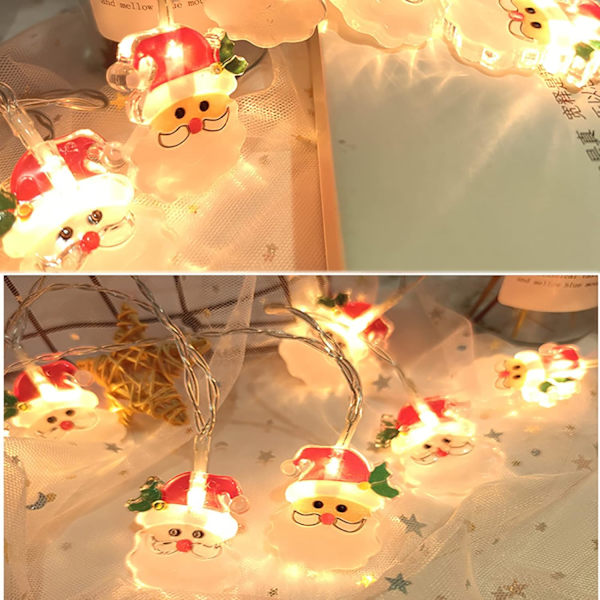 REMAKE 3M 20 LED Batteridrevne Juletrærlys Dekorative Lys for Patio Hage Plen Gjerde Juledekorasjon Julenissen 3 meters 20 lights