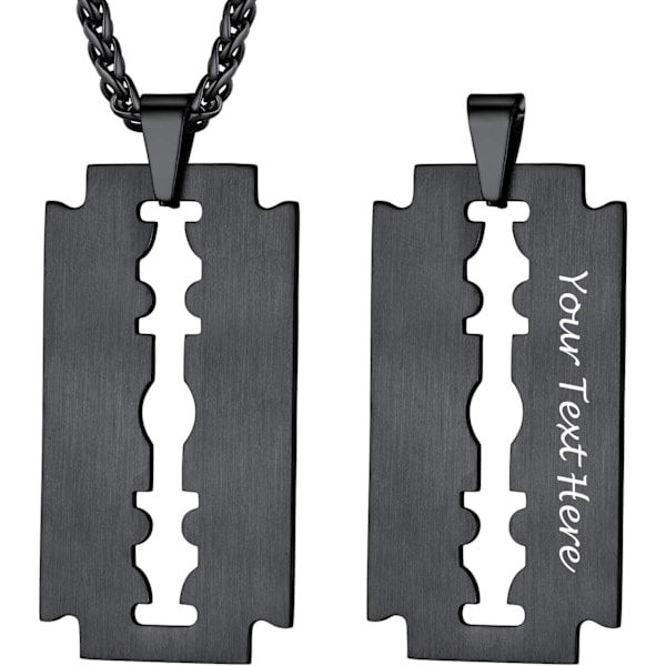 Stainless Steel Razor Blade Interchangeable Blade Necklace - Party Gift for Kids, Father's Day, Graduation, Birthday 01. Negro