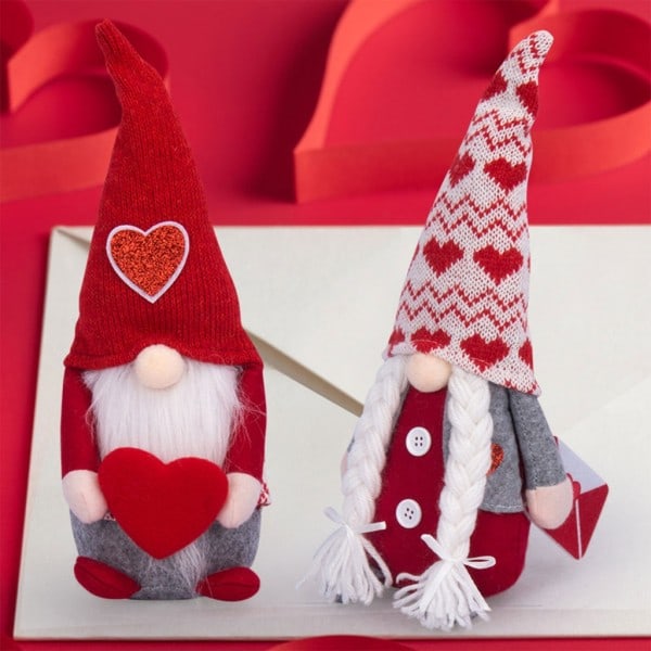 Valentinsdag Nisse Plys Faceless Dukke Til Bryllup Jul Hjem Dekorationer Strikket Hjerte Elver Ornament Nytår Mand