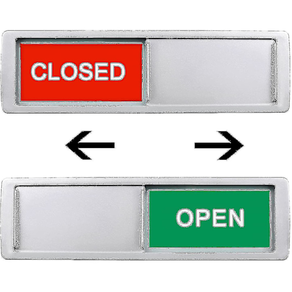Öppet Stängt Skylt, Öppna Skyltar Sekretess Skjutdörrskylt Indikator C Silver-open close sign