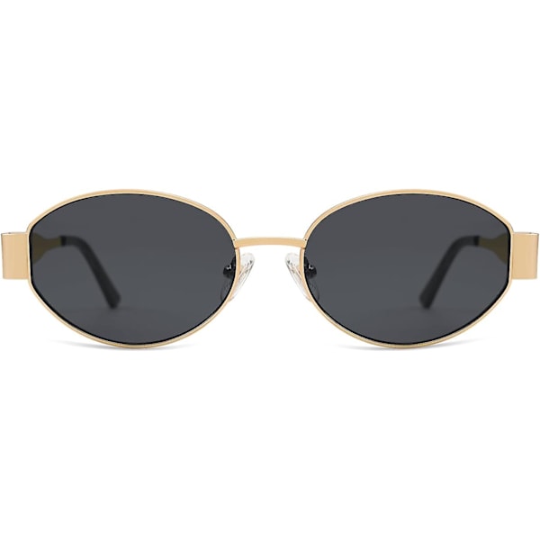 SOJOS Retro Oval Solbriller Kompatibel med Kvinder og Mænd Trendy Solbriller Klassiske Skygger UV400 Beskyttelse SJ1217_SSDLV DB