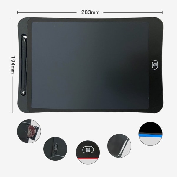 12\" LCD digital tegnebrett med penn Rød