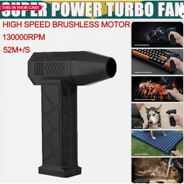 130 000 kierrosta minuutissa Turbo Fan Jet Fan Voimakas Turbo Fan Harjaton Moottori USB-Latautuva