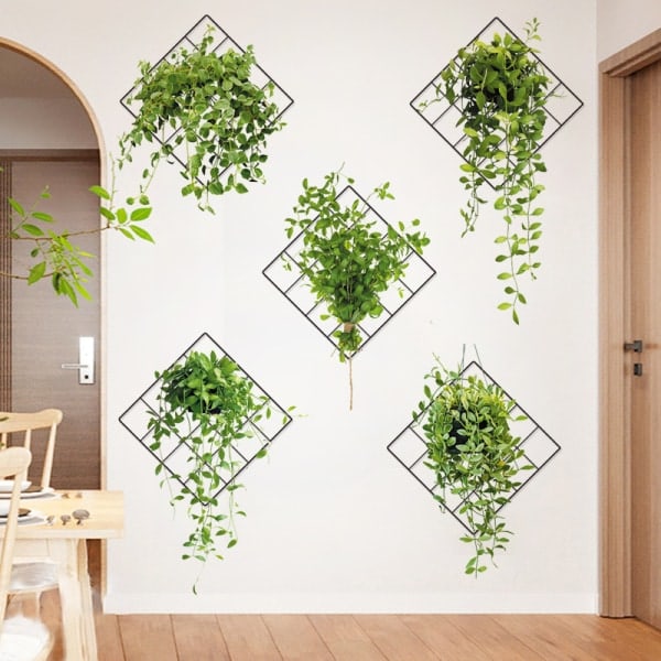 3D Grön Växtväggdekal, Grön Väggdekal Växter Blad Vägg