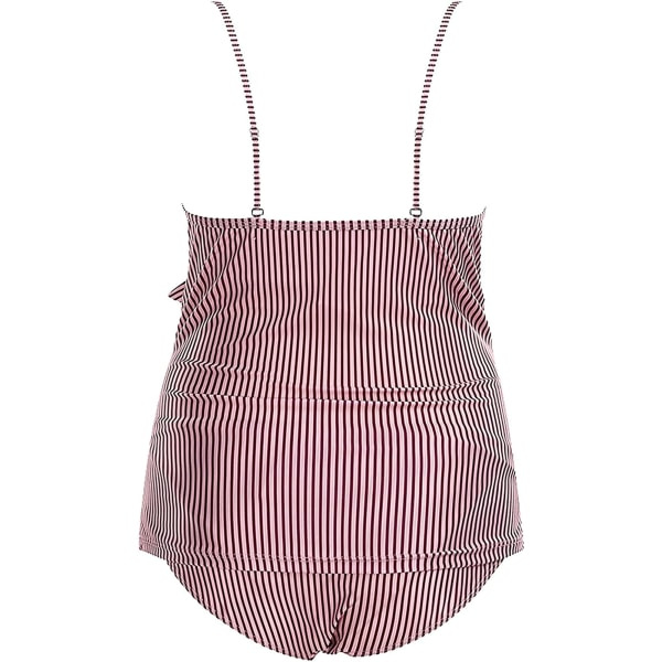 Graviditetsbadedragt Elegant V-hals med Ruffler Rød XL