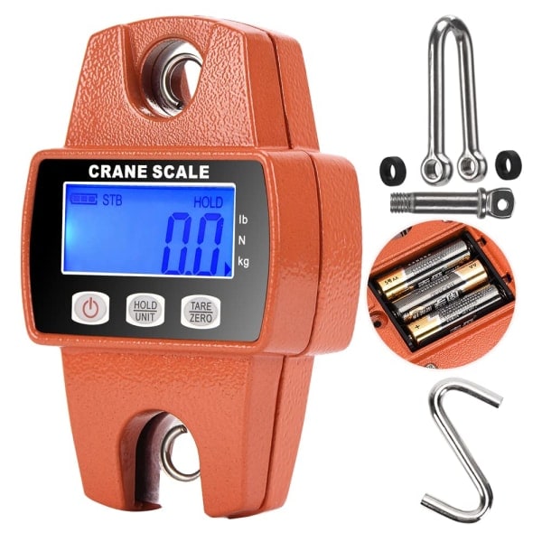 Digital Crane Scale 300kg/660lb Portable Handheld Electronic Scale Fish Scale Travel Baggage Scale Farm Weighing (Light Orange)