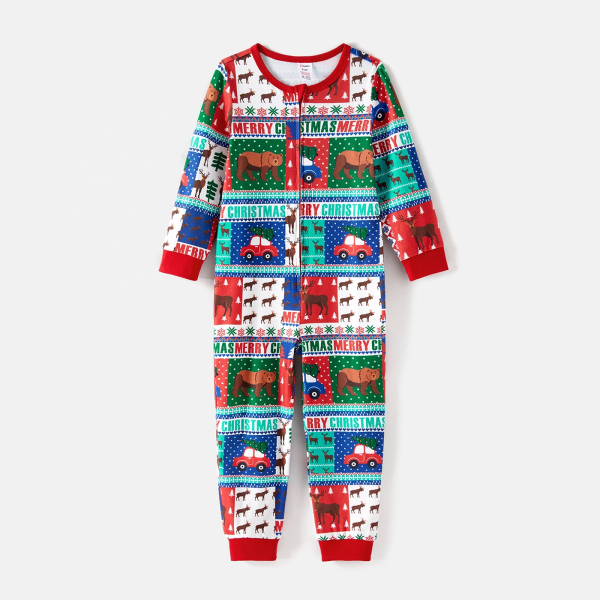 Familjematchande Julpyjamas med Långärmad Dragkedja (Flamsäkra) Färgglada Kvinna M