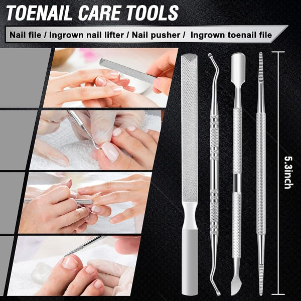 Pedikyrset med nagelsax, nagelklippare, nagelfil Svart