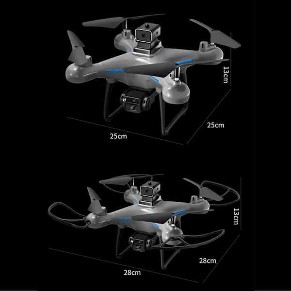 KY102 RC Drone Grå Quadcopter Legetøj Optisk Flow Svævende Hindring Undgåelse 1800mAh Batteri Mini Drone til Alder 14 og Derover Dobbelt Kamera