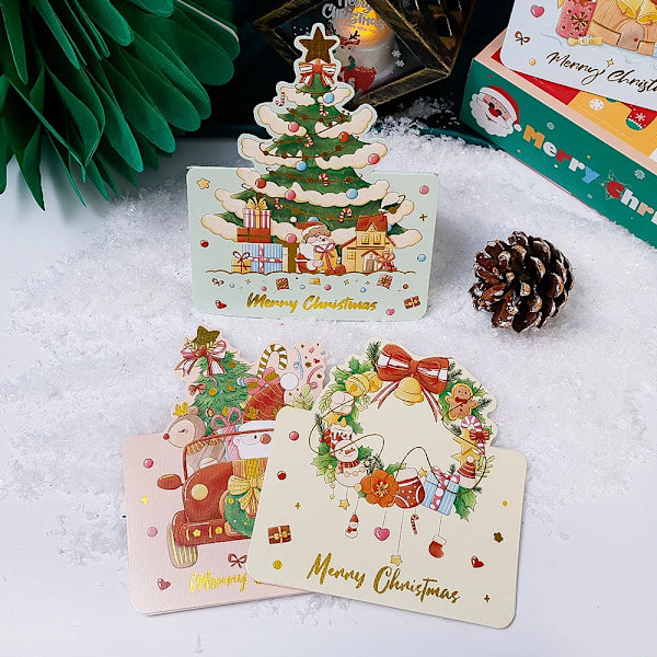 10/1st Jultomte och Snögubbe Julhälsningskort Välsignelse Vykort till Vän Födelsedag Nyår Juldekoration 02 5 ST