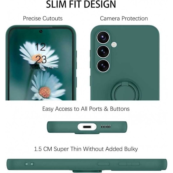 Samsung S24 - Välj Färg Stötsäker Silikonfodral Ringhållare Grön Grön