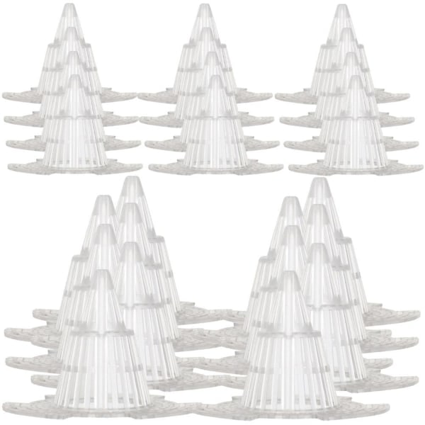 24 stk Orkideplanter Plastpotter Blomsterpottehullnett Skjermer Kjegle Blomsterpottebunn Pute Transparent 7.4X7.4X5.4CM