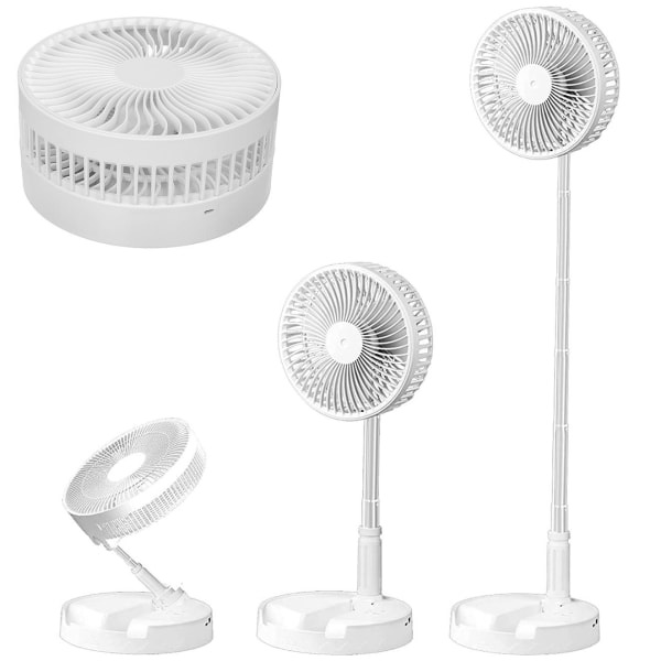 REMAKE Bærbar Ventilator med Batteri / Gulvventilator / Bordventilator - Luftkøler hvid